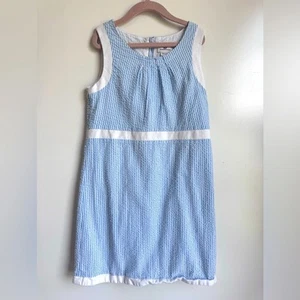 Vineyard Vines Girl Dress Blue White Striped Size 12 Nautical 100% Cotton Lined - Picture 1 of 5