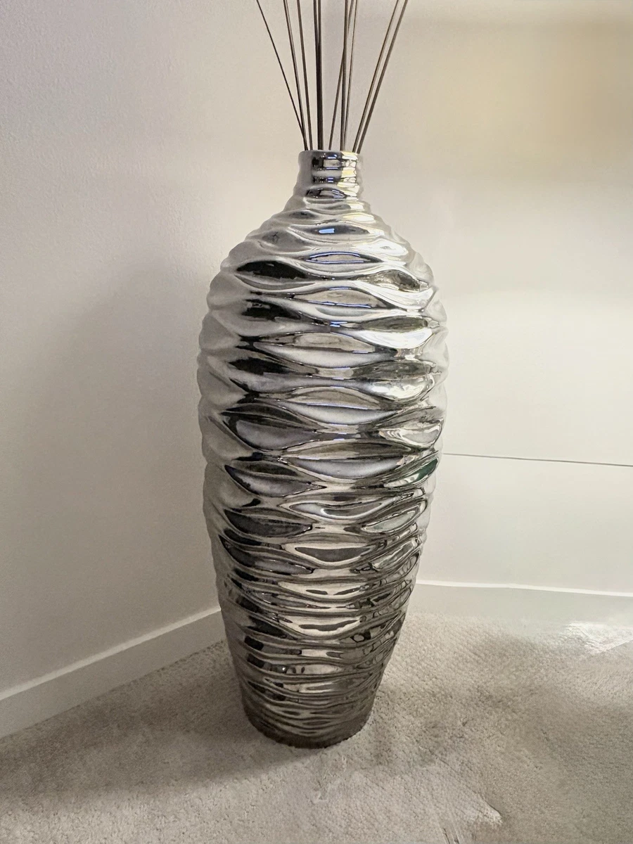 圆柱银色金属花瓶| eBay