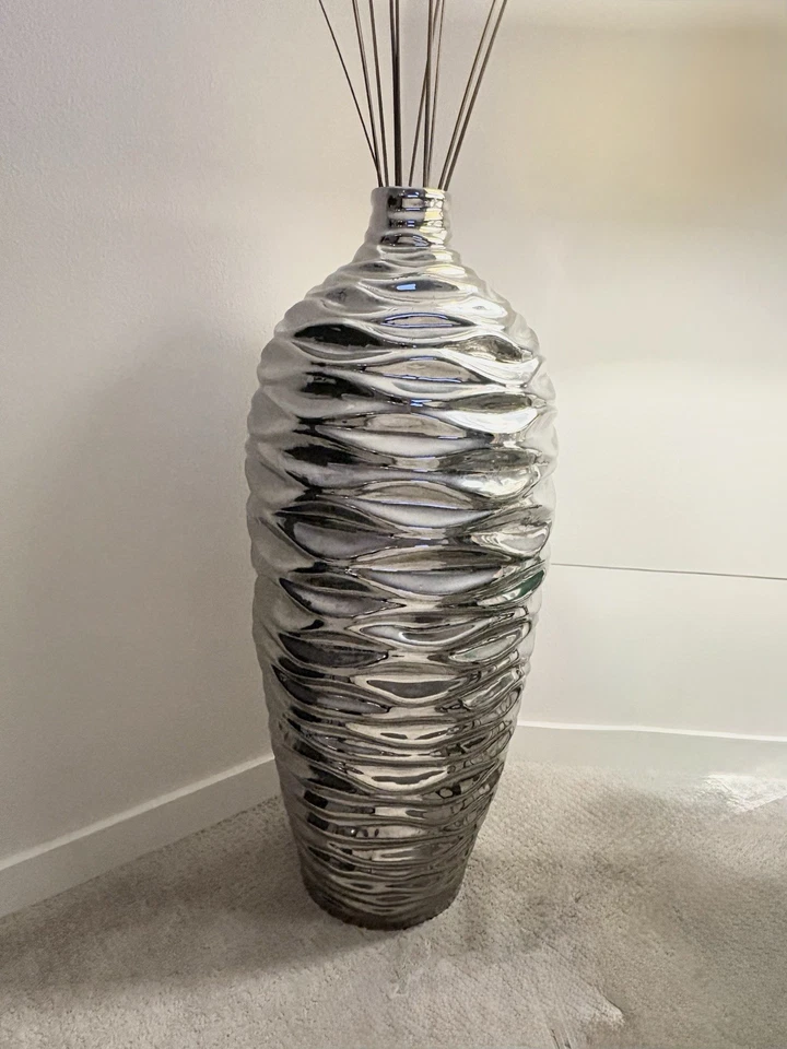 Glam Chrome Floor Vases Set of 2 - Image 1 of 4