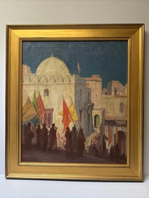 Antique Procession Painting Impressionist Antique Gordon Coutts Famous Iconic - Image 1 of 4