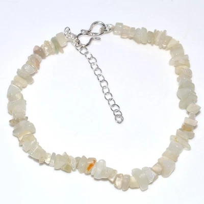 Brazalete de piedras preciosas con cuentas enchapado en plata 925 de ágata de Botsuana 8-2" regalo único JW Foto 1 de 3