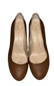 Jessica Simpson Brown 6.5 ~ 36.5 Medium Wedge Almond Toe Heels Fair Condition - Picture 1 of 10