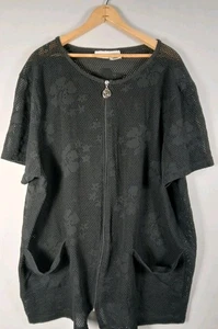 White Stag Mesh Zip Front Cover-Up with Pockets Women's Plus Size 3X -0 Black - Picture 1 of 7