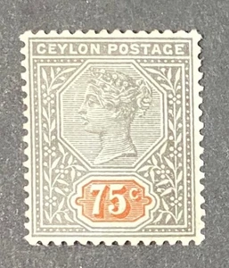 CEYLON QV 1900 Sc 141 75c black and orange brown, F/VF MH - Picture 1 of 2