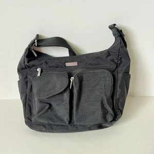 Baggalini Everyplace Shoulder Bag Black Nylon Multi-Pocket Crossbody Purse - Picture 1 of 9