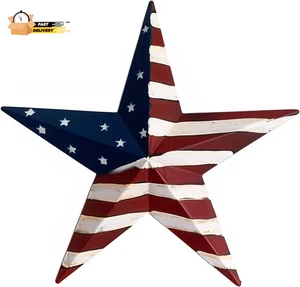 Metall patriotisch alt Ruhm amerikanische Flagge 3D Scheune Sterne Dekor Denkmal - Bild 1 von 12