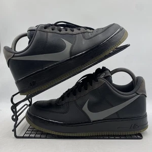 Baskets basses Nike Air Force 1 noir gris Swoosh taille UK 6 femme cuir gym - Photo 1/8