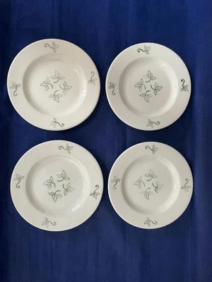EMMA BRIDGEWATER POTTERY CAFE GREEN LEAF 6 1/2" SIDE PLATES x 4  - EXCELLENT - Image 1 of 3