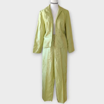 Sag Harbor Vintage Green Embelished 2 Piece Set Spring Easter Suit  Sz 10P — 第 1/4 张图片