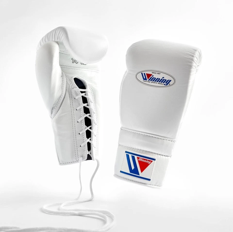 Winning Boxing Gloves White 14oz 16oz | Lace-Up Training & Sparring Gloves