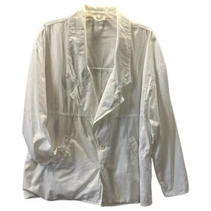 Vtg Y2K Esprit Oversized 2 Button Blazer 100% Cotton Sz 38 White Lagenlook Work - Picture 1 of 9