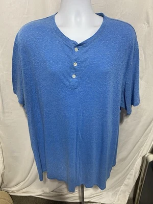 Men’s Foundry Blue 3 Button Lightweight Henley Shirt -3XL - Image 1 of 4