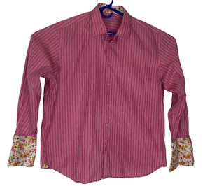 ROBERT GRAHAM Herren Hemd 46/18 XL rosa gestreift Flip Manschette Blumen Knopfleiste 14-4 - Bild 1 von 8