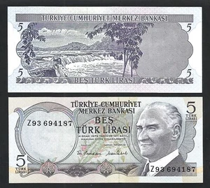 Turkey 5 Lira 1970 - 1976, UNC-, REPLACEMENT, Prefix Z 93, P-185 - Picture 1 of 3