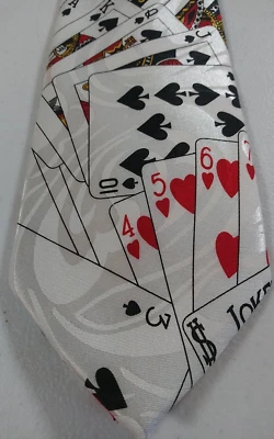 Steve Harris Hombres Corbata Cartas Poker 58" Blanco Negro Rojo Baraja Estándar Foto 1 de 4