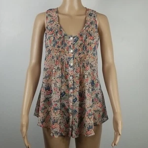American Rag Floral Pleated Racerback Tank Top - Picture 1 of 7