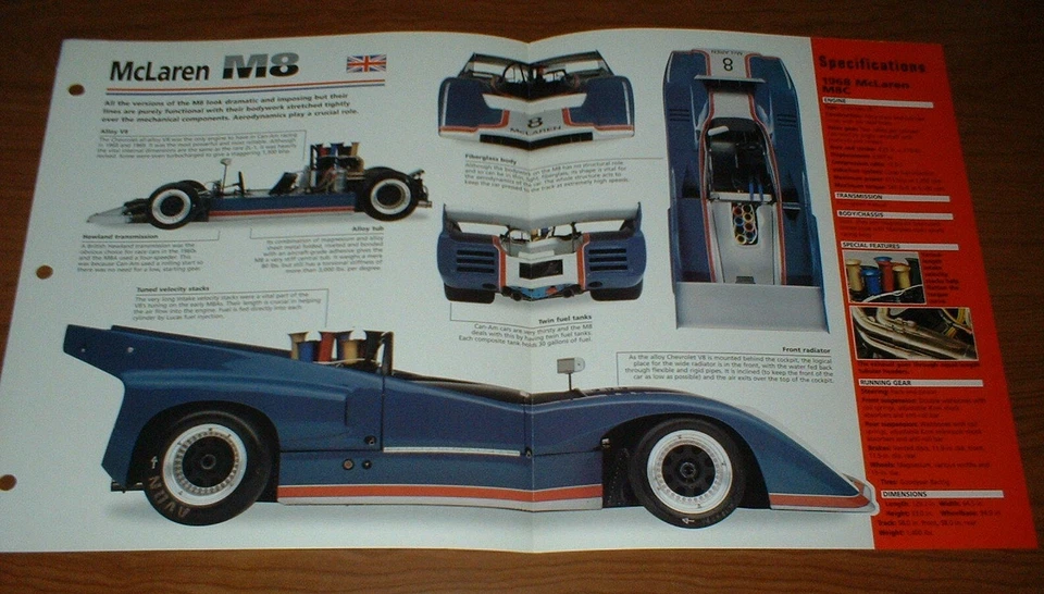1968 MCLAREN RACING M8C ORIGINAL IMP BROCHURE SPECS 68 69 70 71 CAN-AM LE MANS - Image 1 of 1