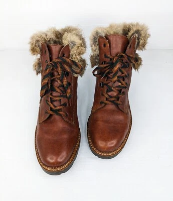 RIEKER Vintage Años 90 Mujer Marrón Cuero Cordones Botines Ribete de Piel Talla 40 Foto 1 de 4