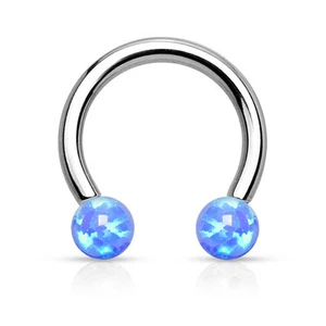 Simulated Opal Surgical Steel Circular Barbell Septum Ring Horseshoe Piercing - Picture 1 of 5