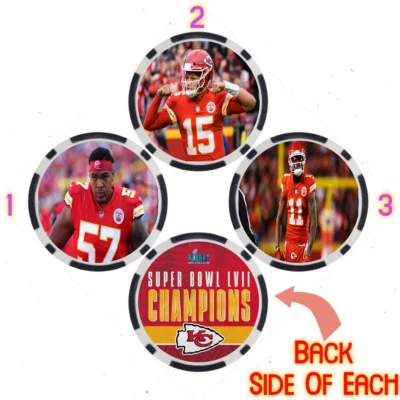 KANSAS CITY CHIEFS 2023 SUPER BOWL LVII CHAMPS - POKER CHIP SET (3) - Image 1 of 2