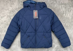 NWT Bass Outdoor Men's Hooded Glacier Hiking Puffer Jacket Size Small Blue - Picture 1 of 10
