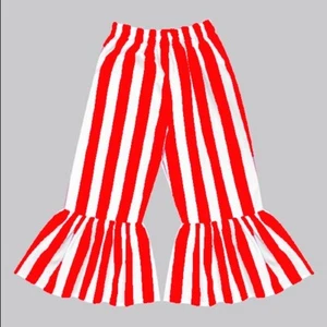 A.T.U.N. Girls Red & White Stripe Boho Ruffle Bell Bottom Flare Pants 7 8 9 - Picture 1 of 2
