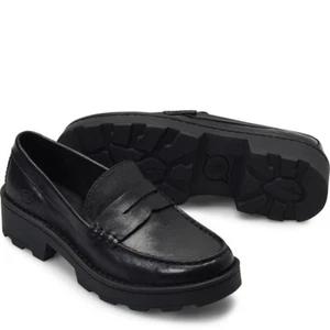 Mocasines Born Carrera Penny para mujer 8,5 suela de cuero negro Academia Y2K años 90 - Imagen 1 de 11