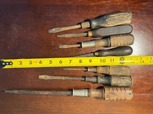 Vintage verschiedene Holzgriff Handwerkzeuge Schraubendreher und Feilen - Bild 1 von 7