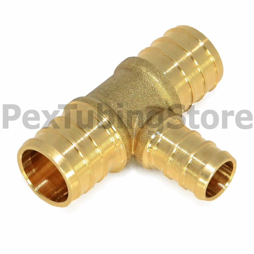 1" x 1" x 1/2" PEX Tee - Brass Crimp Fitting - Image 1 of 1