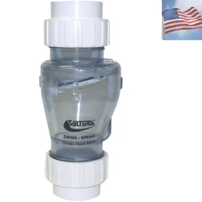 PVC Swing/Spring Combination Check Valve, Clear, 2" Union - Image 1 of 3