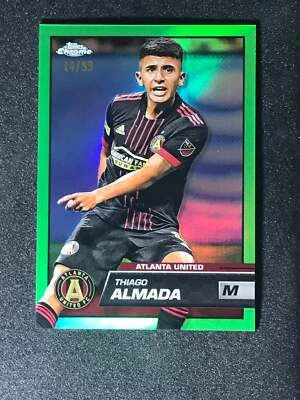2023 Topps Chrome MLS Green Refractor #185 Thiago Almada - Atlanta 14/99 - Image 1 of 2