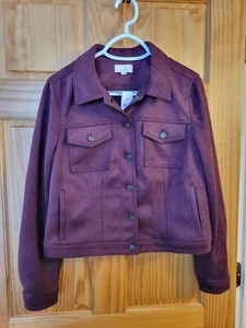 Loft Faux Suede Maroon Jacket Size Medium NEW W Tags - Picture 1 of 9