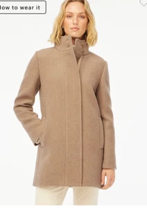 J.Crew Womens $298 Petite Button Neck City Coat Hthr Mushroom Size 8P BU264 - Picture 1 of 10