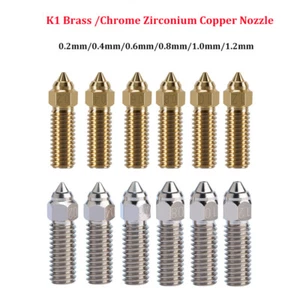 For Creality K1/K1 Max Nozzle Brass 3D Printer Nozzles 0.2-1.2mm 1.75mm Filament - Picture 1 of 28