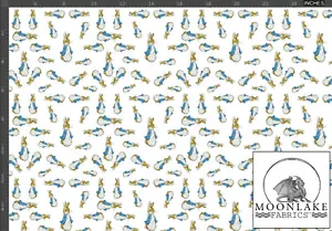 Beatrix Potter Rabbit Little Peter Repeat Fabric 100% Cotton - Picture 1 of 10