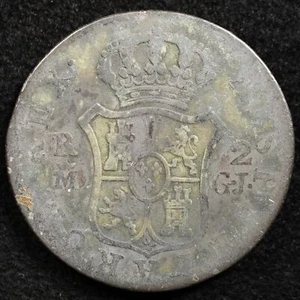 Spain 2 Reales 1818MGJ, Coin, Silver, Madrid, Inv#I257 - Picture 1 of 2