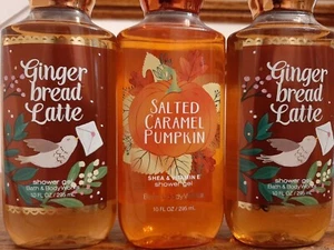 LOTE DE 3 GEL DE DUCHA BATH & BODY WORKS PAN DE JENGIBRE LATTE Y CARAMELO SALADO CALABAZA - Imagen 1 de 4