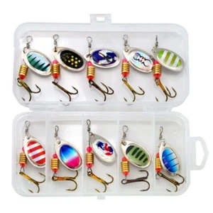 Kit de 10 señuelos de pesca giratorios + caja de aparejos práctica (A) - Imagen 1 de 11