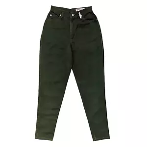 Vintage Sasson Dark Green Denim Mom Jeans 5/6 (24x30) High Waist Tapered 80s 90s - Picture 1 of 10