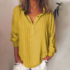 Adult Women Shirt Spring Autumn Soft Striped Casual Long Sleeve Button Lapel