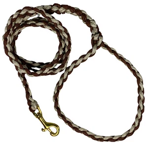 Dog Leash Lead Paracord Weave Handmade 5 ft Brown and Tan Light Weight - Picture 1 of 5