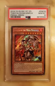 Yu-Gi-Oh 2014 Thestalos The Mega Monarch PRIO-EN035 PSA 10 1st Ed Secret Rare! - Picture 1 of 2