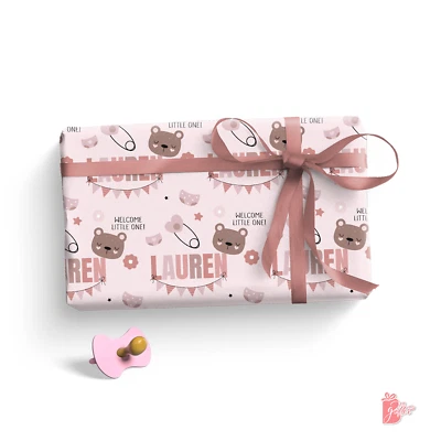 名称 个性化礼品包装纸卷 睡眠 婴儿熊 新生儿 礼物包装 — 第 1/3 张图片