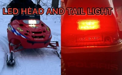 Polaris 120 Snowmobile LED Headlight And Tail Light.  Plug & Play Fits 2000-2023 - Image 1 of 4