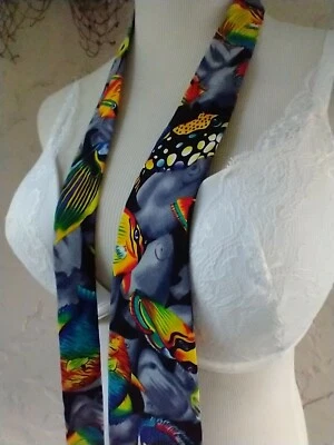 Colorful Fish Sea Marine Life Salt Water 100% Cotton Novelty Tie - Image 1 of 4