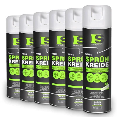 Spraytive 6x 500ml Sprühkreide Farbe weiß Kreidespray Markierungsspray Farbspray - Bild 1 von 4