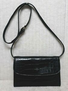 LIZ CLAIBORNE - Small BLACK Leather - Crossbody Shoulder Bag Purse / Clutch