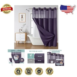 Elegante cortina de ducha púrpura resistente al agua con forro a presión - tela 230GSM - Imagen 1 de 9