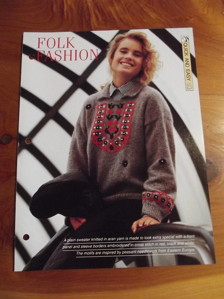KNITTING PATTERN FOLK FASHION QUICK & EASY CREATIVE NEEDLES 1991  * MUST SEE - Image 1 of 1