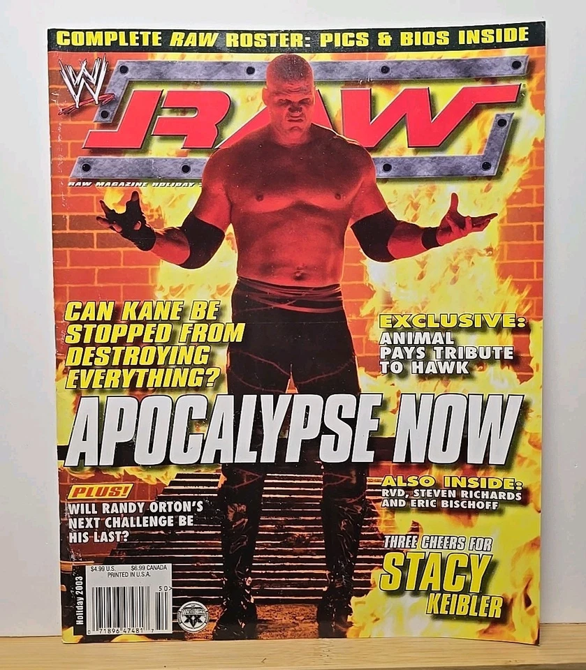 Póster de Bret Hart de la revista de lucha libre Kane Holiday diciembre 2003 Raw WWE WWF Foto 1 de 1